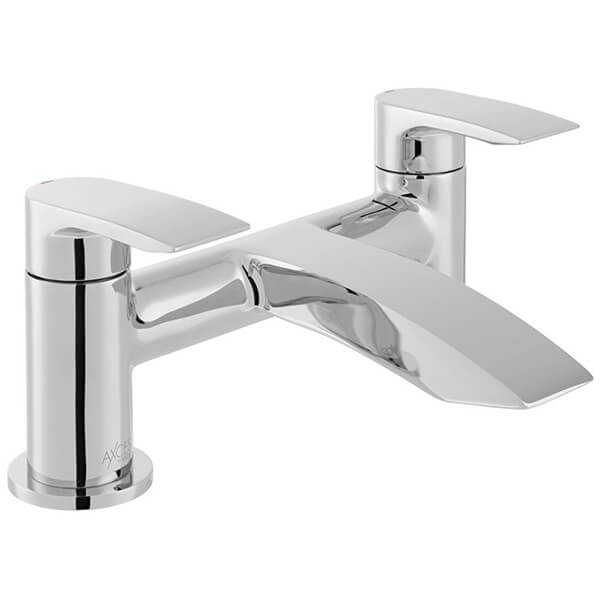 Vado Rowe Chrome Bridge Bath Mixer Tap with Curved Spout and Handles