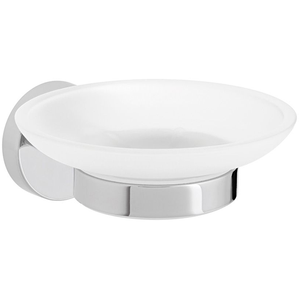 Vado Axces Sirkel Frosted Glass Soap Dish with Chrome Holder