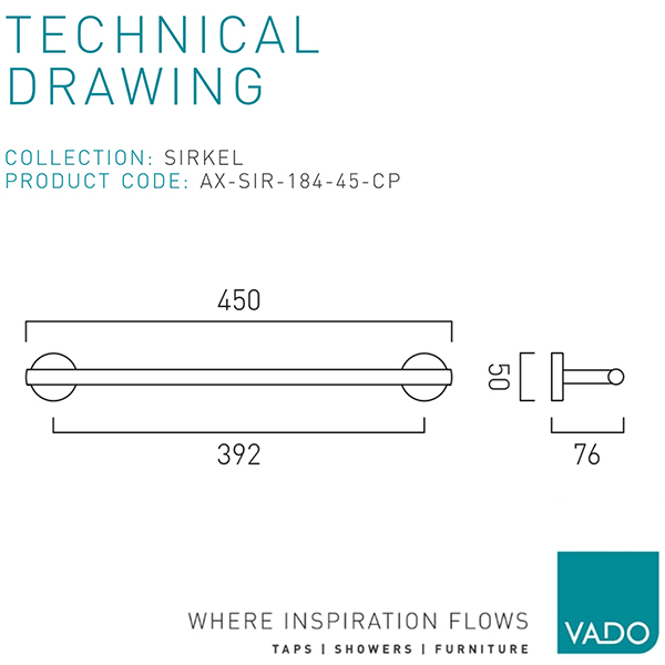 Technical drawing QS-V110350 / AX-SIR-184-45-CP