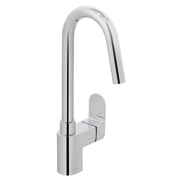 Vado Life Chrome Swivel Spout Mono Kitchen Sink Mixer Tap - Side Action Lever Handle