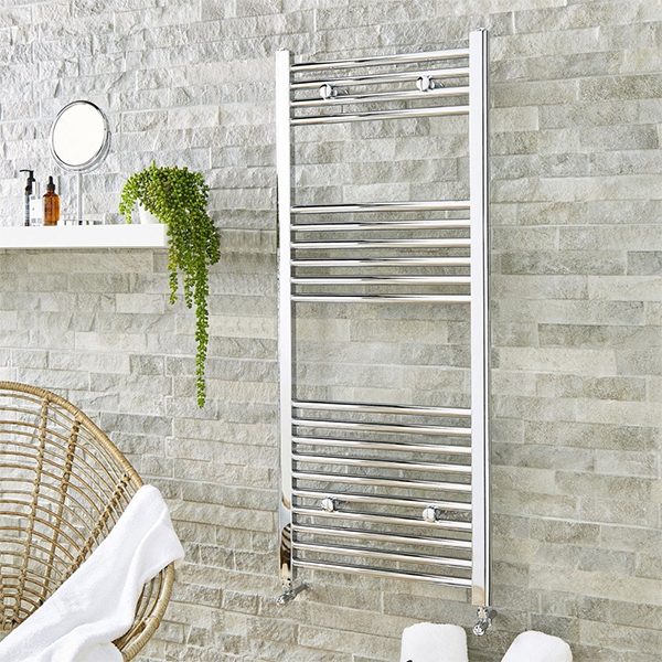 Kartell K-Rail Small Straight Chrome Heated Towel Rail with Brackets 300mm Wide - Mild Steel