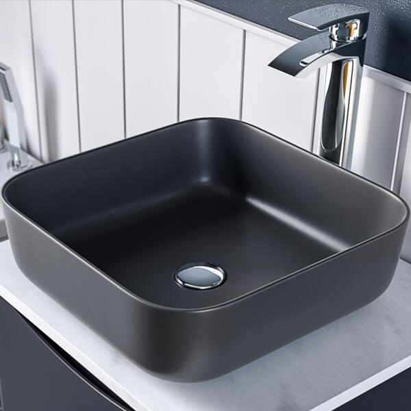 Joseph Miles Luxour 400mm Ceramic Square Washbowl With Waste