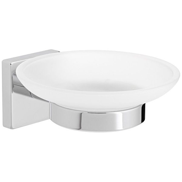 Vado Axces Bokx Frosted Glass Soap Dish with Chrome Holder