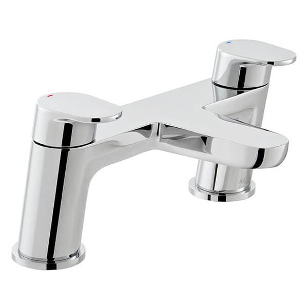 Vado Axces Ava Contemporary Chrome Bridge Bath Mixer Tap with Short Lever Handles - Deck Mounted