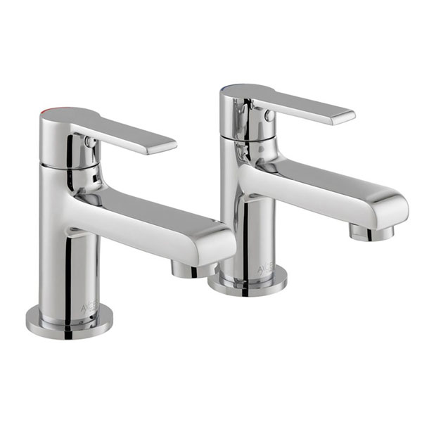 Vado Irlo Deck Mounted Chrome Pair of Basin Pillar Tap - Lever Handle