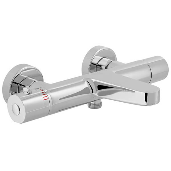Vado Sirkel Thermostatic Chrome Bath Shower Mixer Tap - Knob Handles - Wall Mounted