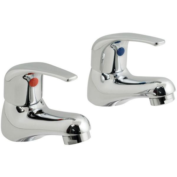 Vado Axces Matrix Contemporary Pair of Chrome Basin Taps - Curved Handle