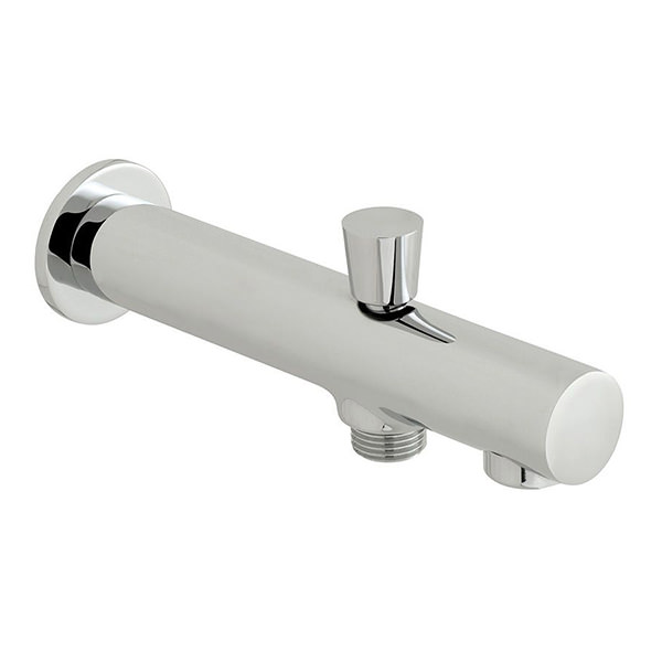 Vado Sirkel Round Chrome Straight Bath Spout with Diverter - Wall Mounted