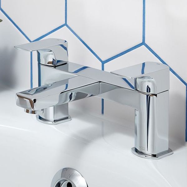 Vado Axces Ekko Contemporary Chrome Bridge Bath Mixer Tap - Flat Spout and Handles