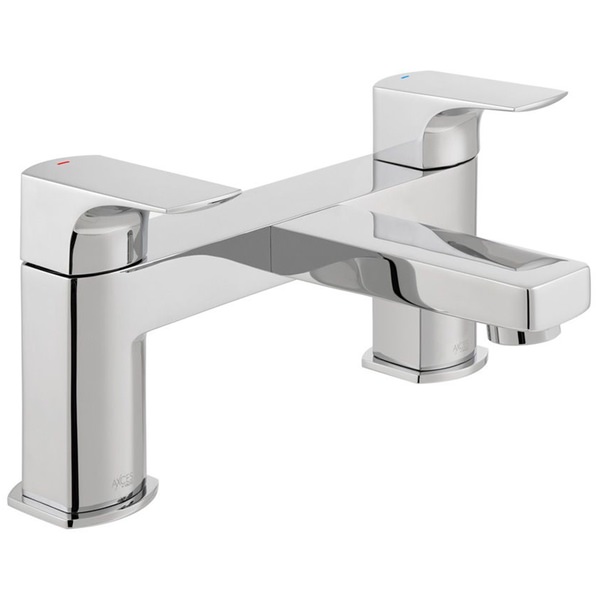 Vado Axces Ekko Contemporary Chrome Bridge Bath Mixer Tap - Flat Spout and Handles