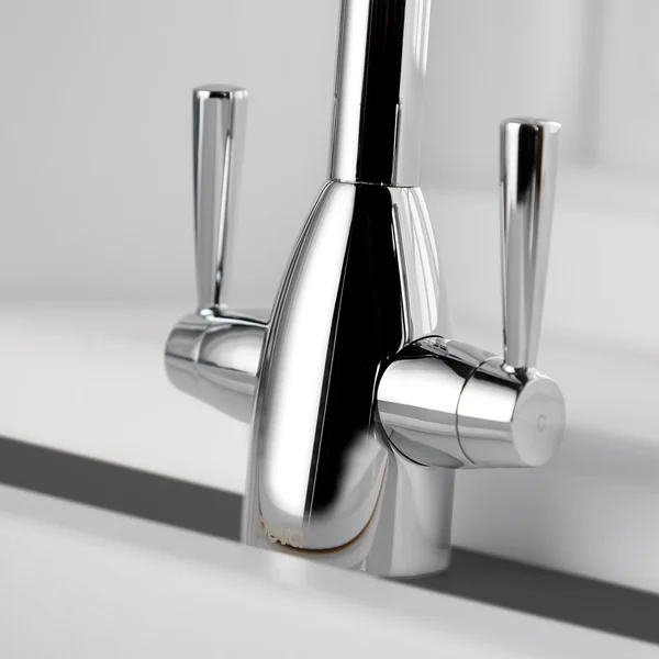 Additional image of Deva Carlow Contemporary Kitchen Sink Mixer Tap with Swan Neck Swivel Spout - Stick Handles