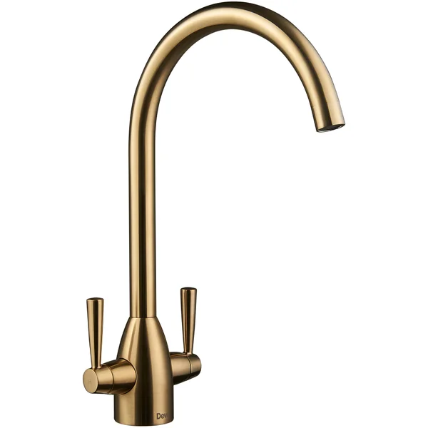 Alternate image of Deva Carlow Contemporary Kitchen Sink Mixer Tap with Swan Neck Swivel Spout - Stick Handles