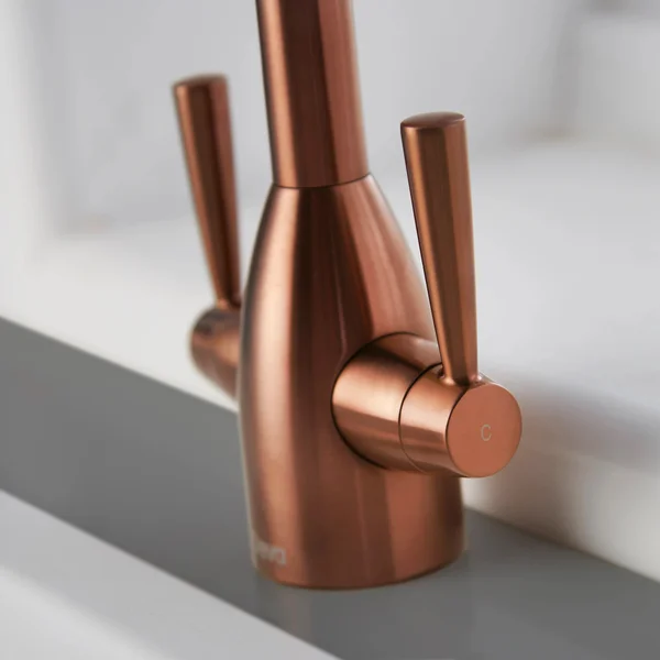 Alternate image of Deva Carlow Contemporary Kitchen Sink Mixer Tap with Swan Neck Swivel Spout - Stick Handles