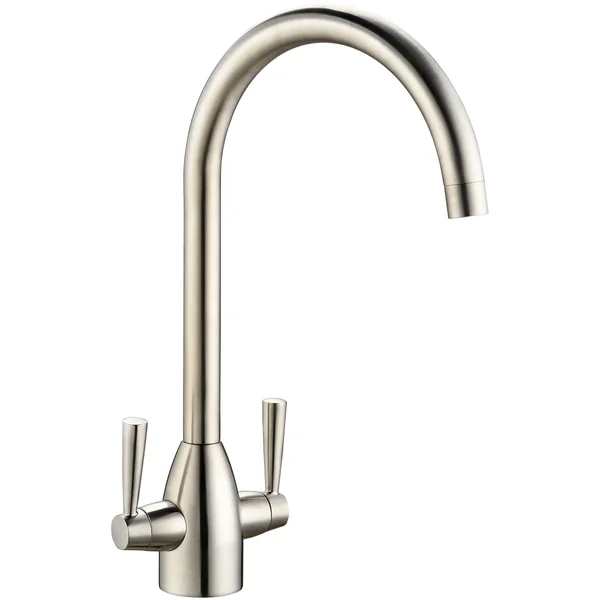 Alternate image of Deva Carlow Contemporary Kitchen Sink Mixer Tap with Swan Neck Swivel Spout - Stick Handles