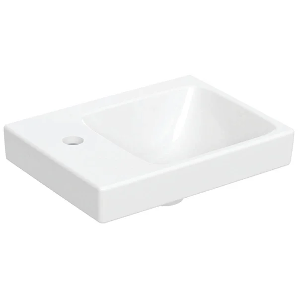 Geberit Aniara Rectangular White Asymmetrical Handrinse Basin - 1 Taphole