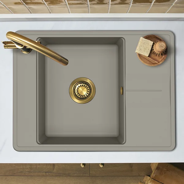 Alternate image of Clearwater Arina Smart Granite Inset Kitchen Sink with Drainer and Waste - 1 Bowl