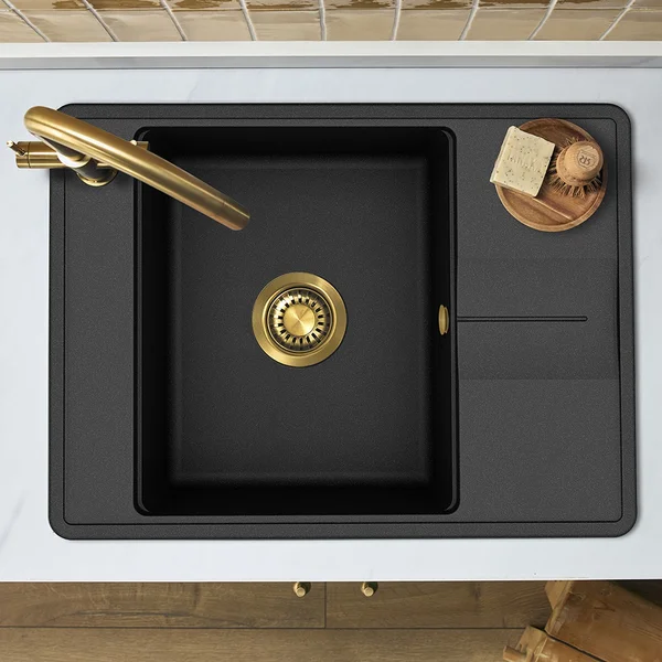 Alternate image of Clearwater Arina Smart Granite Inset Kitchen Sink with Drainer and Waste - 1 Bowl