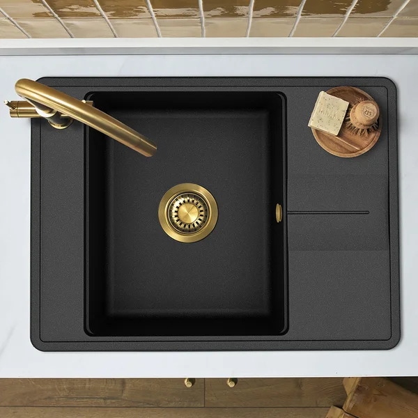 Alternate image of Clearwater Arina Smart Granite Inset Kitchen Sink with Drainer and Waste - 1 Bowl
