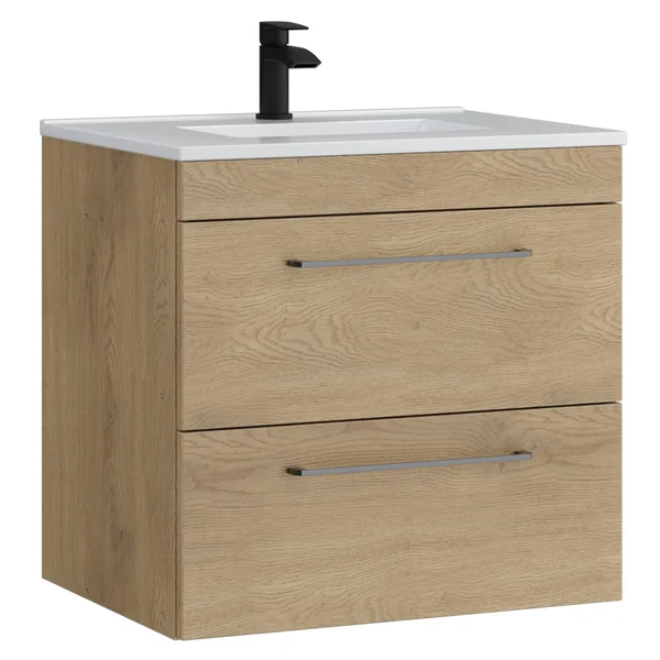 Additional image of Kartell K-Vit Dove Contemporary Wall Hung Vanity Unit with Basin - 2 Drawer - 610 x 588mm