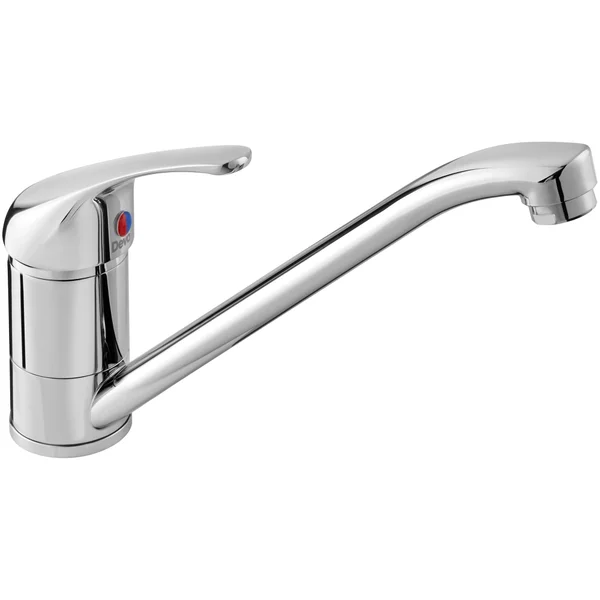 Deva Clifden Chrome Kitchen Sink Mixer Tap with Long Swivel Spout - Curved Lever Handle