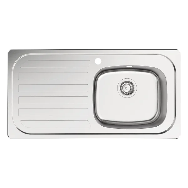 Clearwater Basic Stainless Steel Inset Kitchen Sink with Drainer and Waste - 1 Bowl