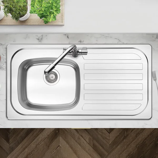 Alternate image of Clearwater Basic Stainless Steel Inset Kitchen Sink with Drainer and Waste - 1 Bowl