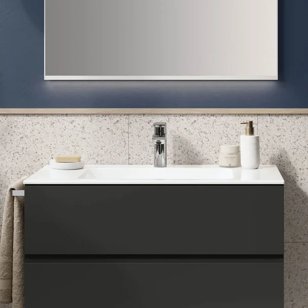 Alternate image of Geberit Aniara White Rectangular Slim Rim Fine Fireclay Inset Vanity Basin