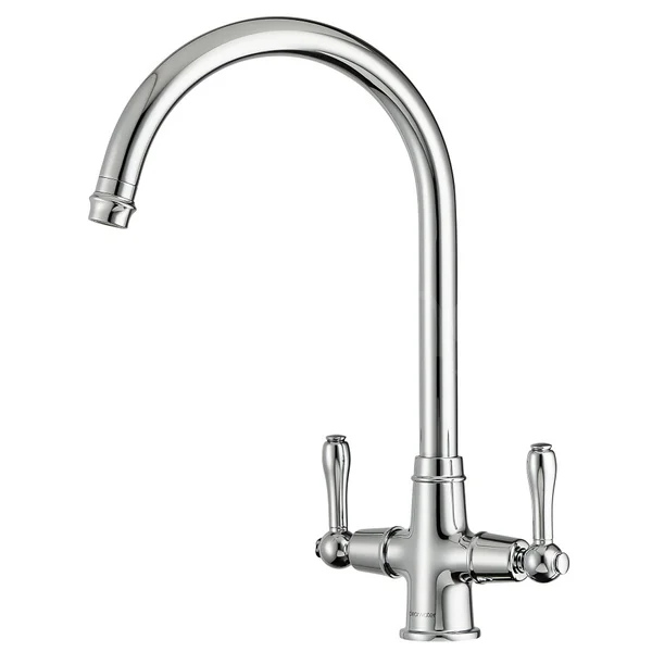Clearwater Broadway Traditional Bridge Mono Kitchen Mixer Tap with Swan Neck Spout - Lever Handles