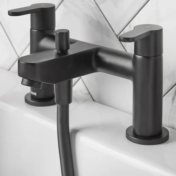 Alternate image of Deva Ethos Contemporary Bridge Bath Filler Tap - Flat Handles and Spout - Deck Mounted