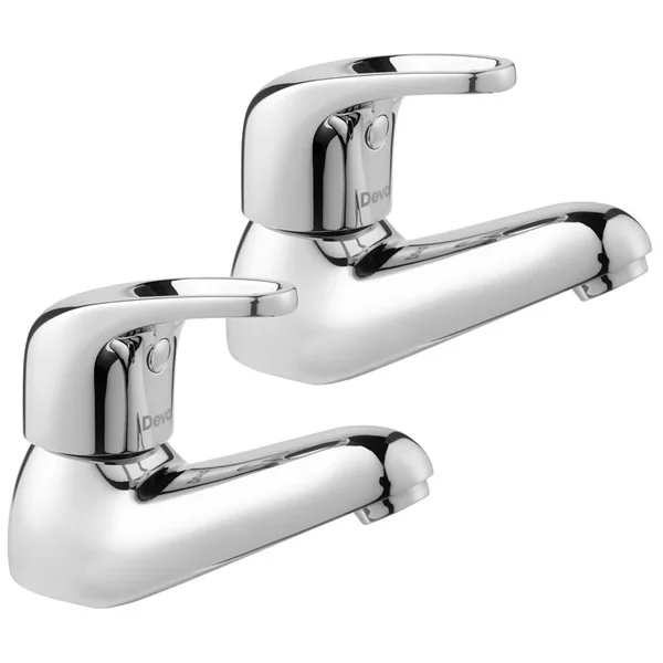 Deva Lace Contemporary Pair Of Chrome Basin Taps - Loop Handles - Deck Mounted
