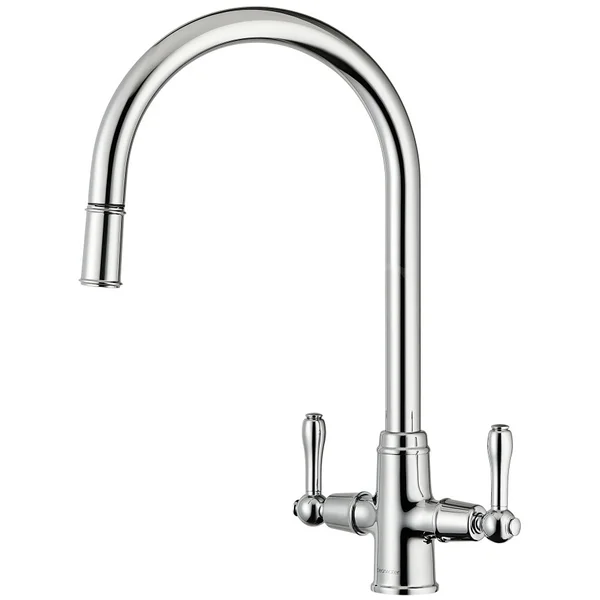 Clearwater Broadway Pull-Out Mono Kitchen Sink Mixer Tap with Swivel Spout - Lever Handles