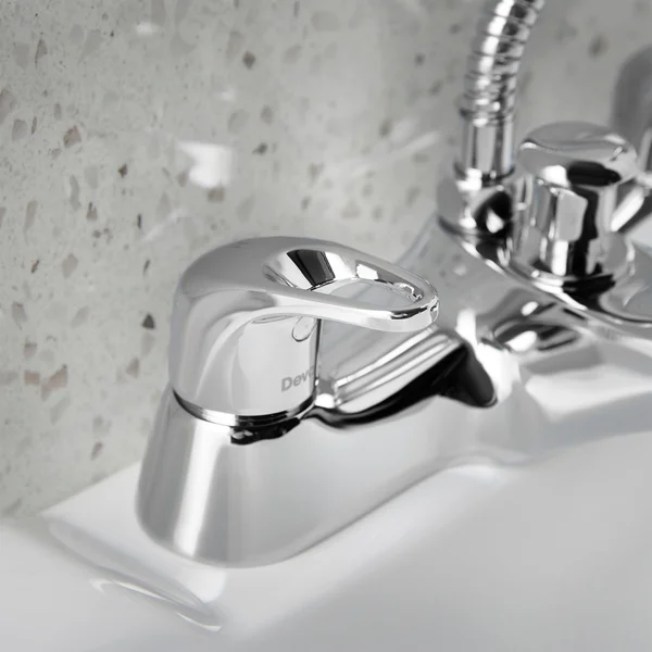 Alternate image of Deva Lace Contemporary Chrome Bath Filler Tap with Loop Handles - Deck Mounted