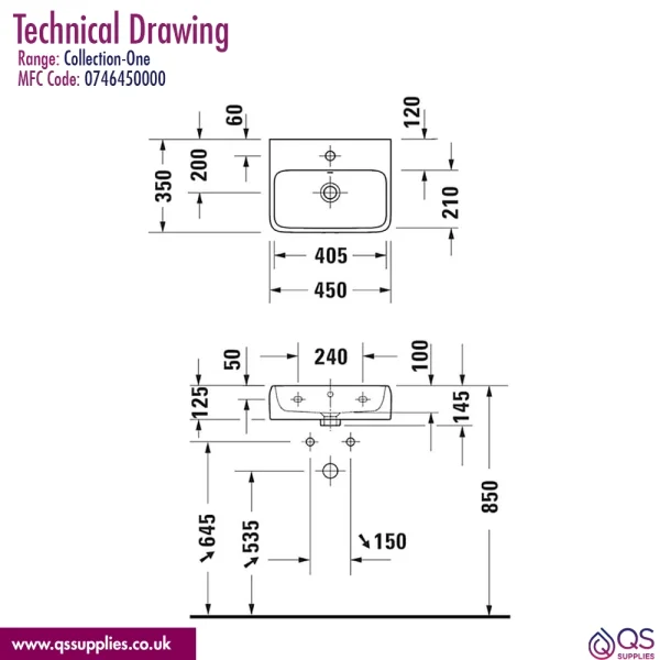 Technical drawing QS-V98405 / 0746450000