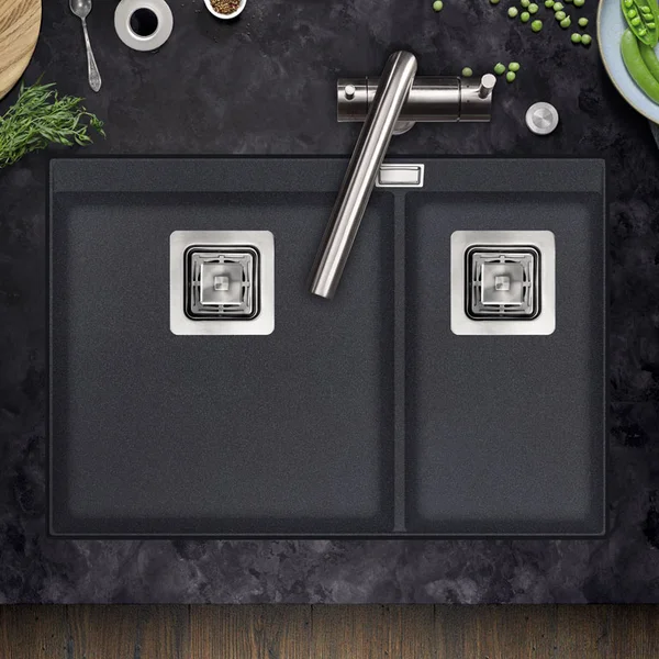 Alternate image of Clearwater Capri Contemporary Granite Kitchen Sink - 1.75 Bowl - 650 x 445mm