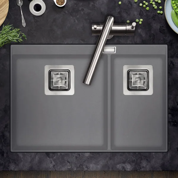 Alternate image of Clearwater Capri Contemporary Granite Kitchen Sink - 1.75 Bowl - 650 x 445mm
