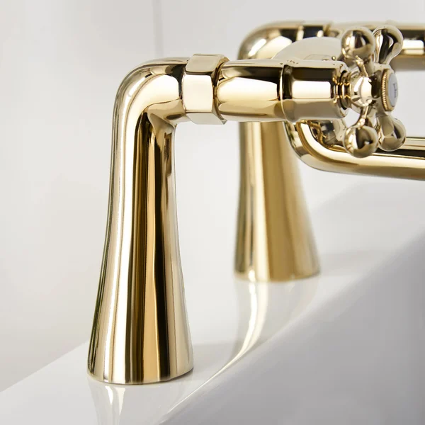 Alternate image of Deva Tudor Traditional Bridge Bath Filler Tap with Long Spout - Crosshead Handles - Deck Mounted
