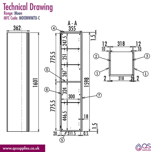 Technical drawing QS-V117253 / MOONWMTU-C