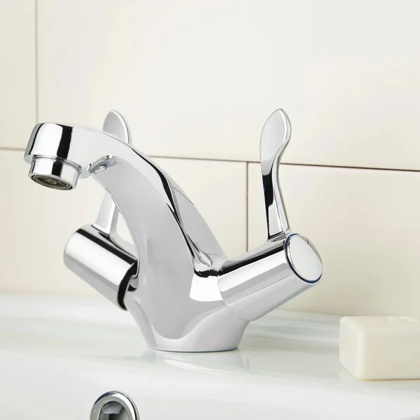 Additional image of Deva Vitality Lever Contemporary Chrome Basin Mixer Tap with Press Top Waste - Deck Mounted