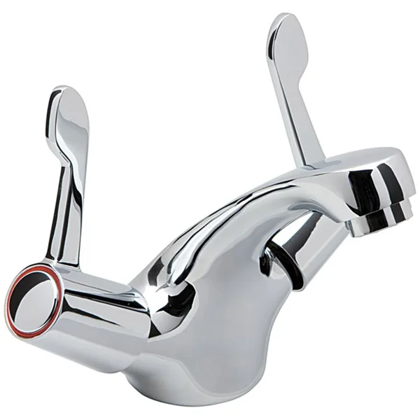 Deva Vitality Lever Contemporary Chrome Basin Mixer Tap with Press Top Waste - Deck Mounted