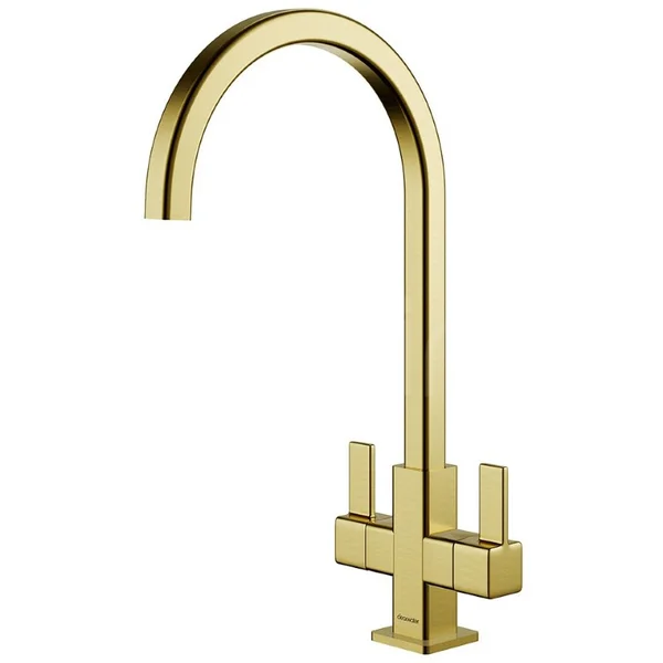 Additional image of Clearwater Cherika Contemporary Square Kitchen Sink Mixer Tap with Curved Spout - Lever Handles