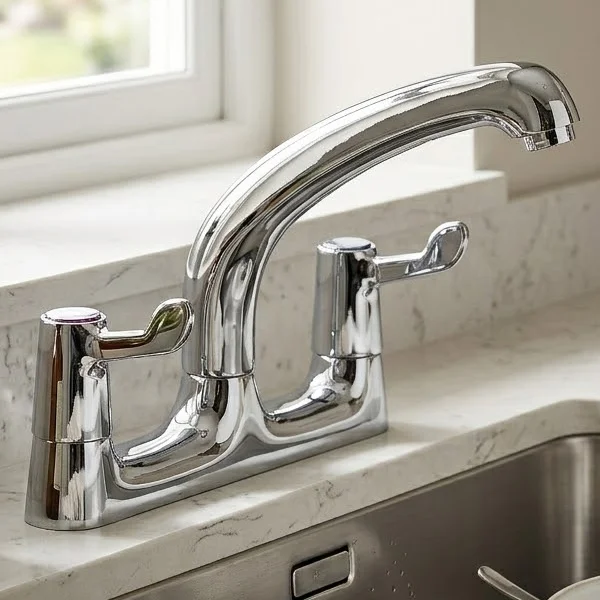 Alternate image of Deva Vitality Dual-Flow Chrome Kitchen Mixer Tap with Swivel Spout - Knob or Lever Handles