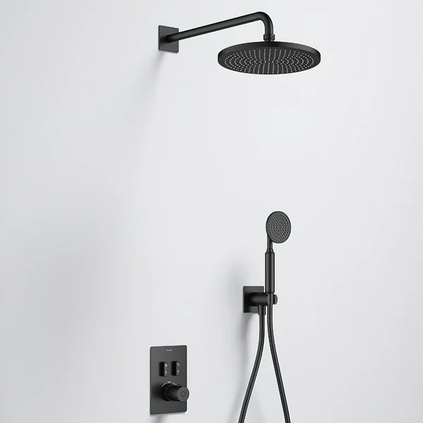 Additional image of Flova Ascend GoSlide Concealed Thermostatic Valve with Rainshower and Handset Kit - 2 Outlet
