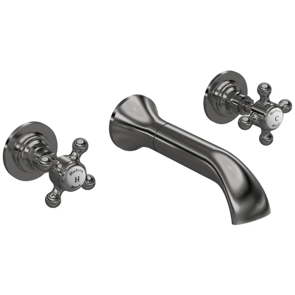 Alternate image of Hudson Reed Topaz 3 Hole Traditional Basin Mixer Tap - Long Spout - Crosshead Handles