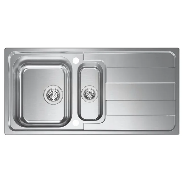 Clearwater Cresta Stainless Steel Inset Kitchen Sink with Drainer and Waste - 1.5 Bowl - 1000 x 500mm