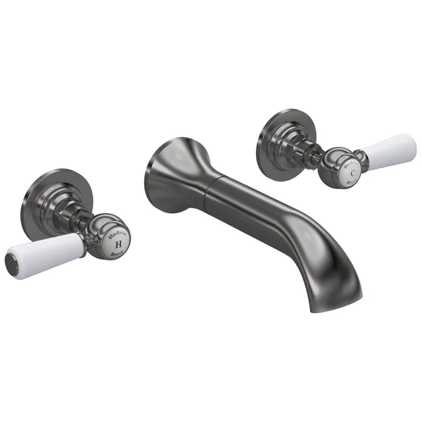 Alternate image of Hudson Reed Topaz Traditional 3-Hole Basin Mixer Tap - Long Spout - Lever Handles