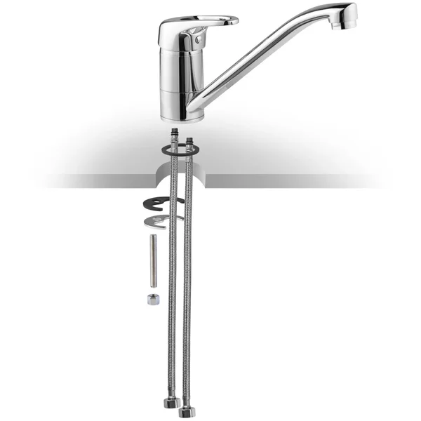 Additional image of Deva Lace Ergonomic Chrome Kitchen Sink Mixer Tap with Swivel Spout - Loop Handle