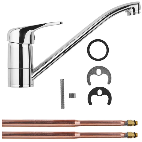 Alternate image of Deva Lace Ergonomic Chrome Kitchen Sink Mixer Tap with Swivel Spout - Loop Handle