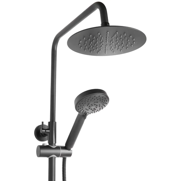 Additional image of Deva Grasmere Matt Black Thermostatic Bar Shower Valve with Diverter and Rigid Riser Kit