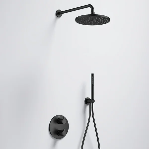 Additional image of Flova Moonlight GoTurn Round Thermostatic Valve with Rainshower and Pencil Handset