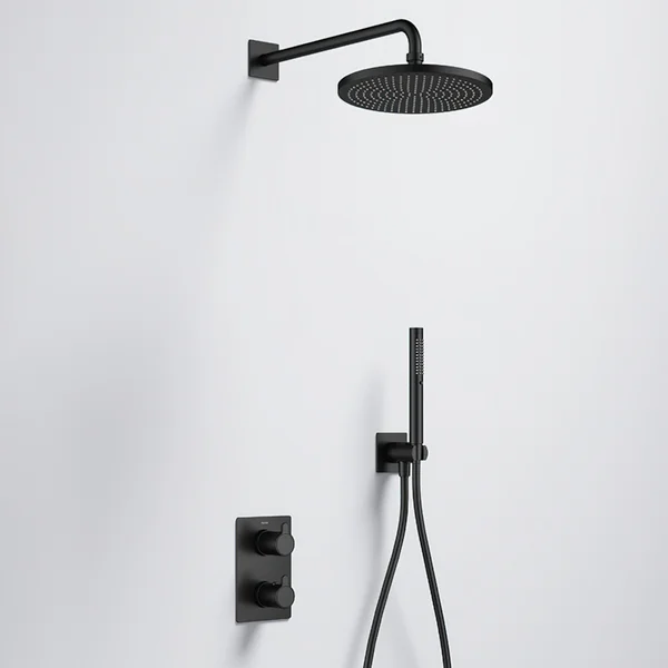 Additional image of Flova Moonlight GoTurn Square Concealed Thermostatic Valve with Air-Mix Rainshower and Handset